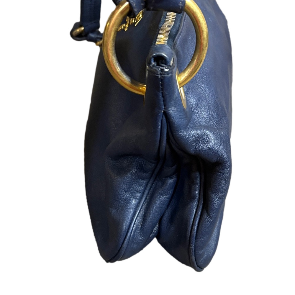 Prada Navy Blue Soft Calf Leather Shoulder Bag Authentic Italy|COA - Picture 5 of 9